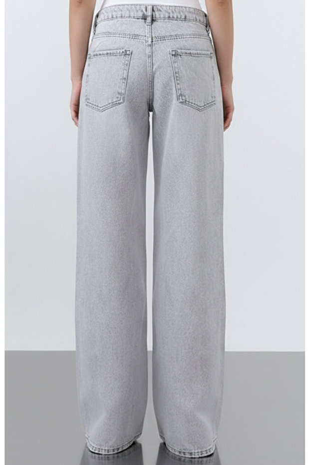 High Waist Wide Leg Gray Jeans
