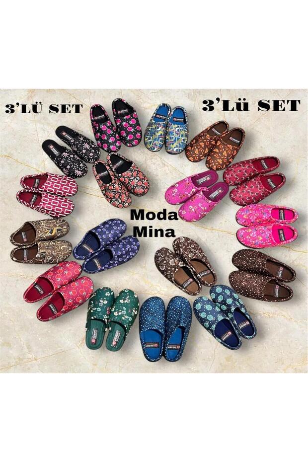 kadın ev terlik 3lü set - 2