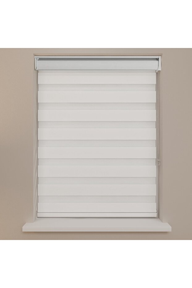 Zebra Stor Perde Bambu Zebra Perde Güneşlik Perde Beyaz - 3