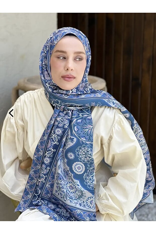 Mineleşarp Ethnic Minimalism Floral Pattern Voile Silk Shawl