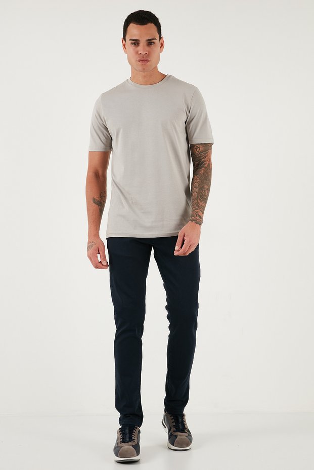 Stretch Cotton Slim Fit Regular Waist Narrow Leg Jeans Men's Denim Pants 1115C24Napoli