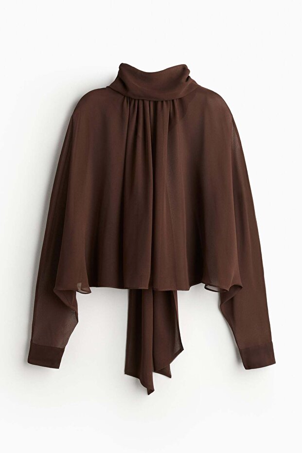 بلوزة شيفون برباط على الرقبة - 7