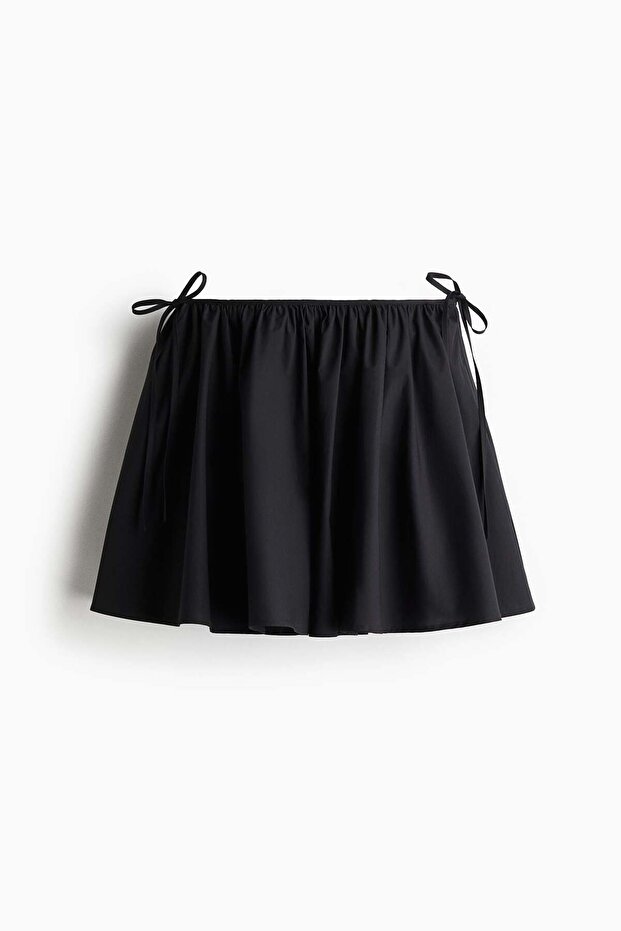 Tie-detail circular mini skirt