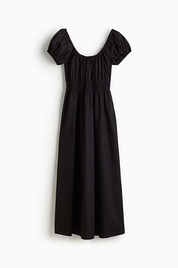 Off-the-shoulder poplin dress