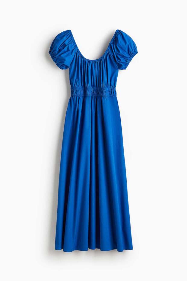 Off-the-shoulder poplin dress