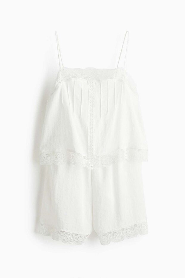 Embroidery-detail playsuit