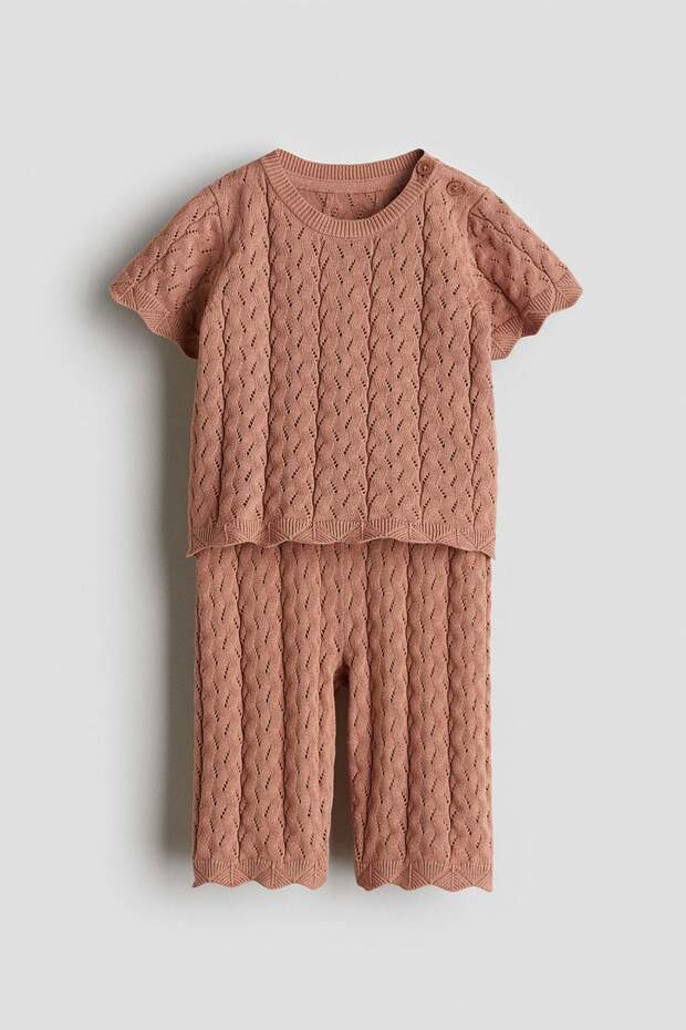 2-piece pointelle-knit cotton set