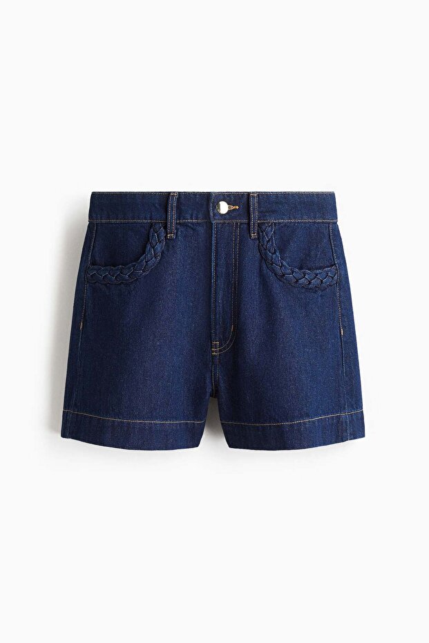 Braided-trim denim shorts