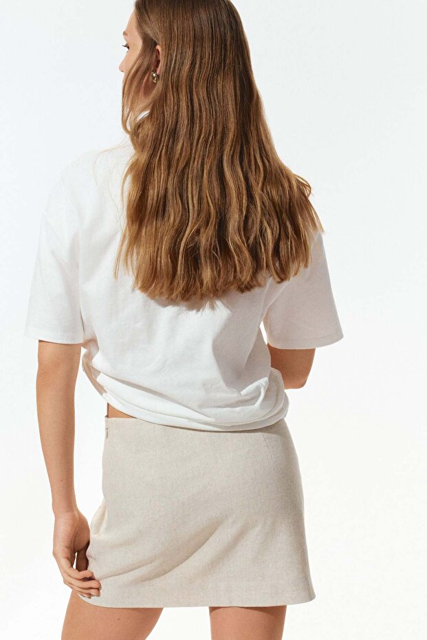 تنورة قصيرة من مزيج الكتان - 4