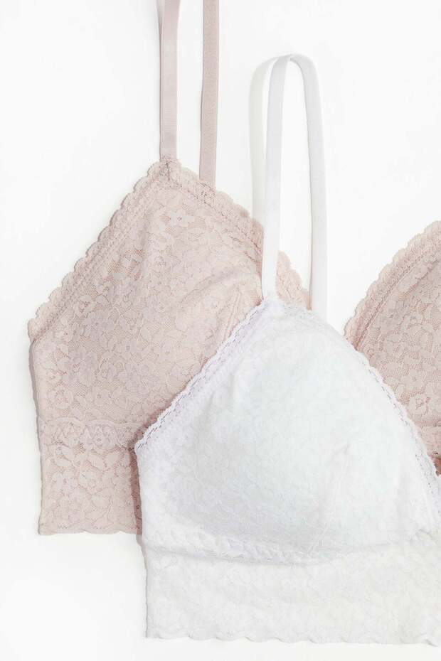 طقم حمالات صدر مبطنة من الدانتيل مكون من قطعتين - 2