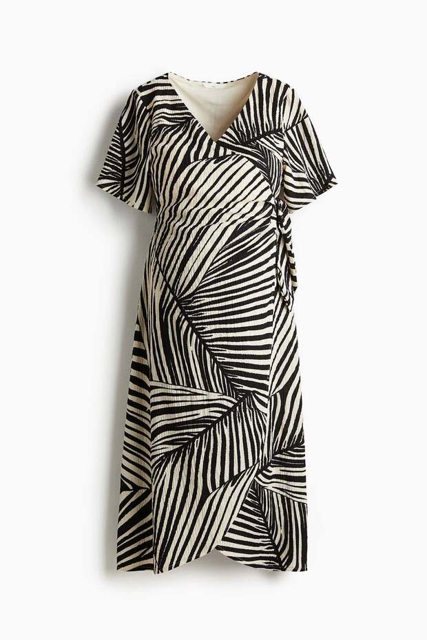 MAMA Crinkled wrap dress