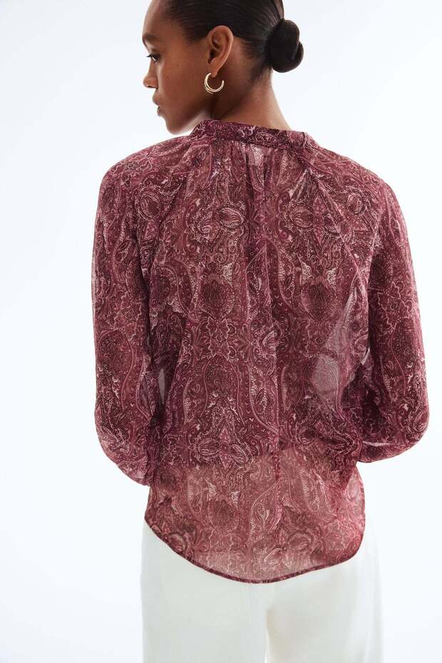 بلوزة شيفون منقوشة - 1