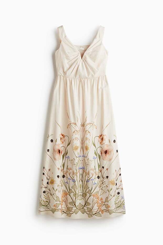 Linen-blend dress