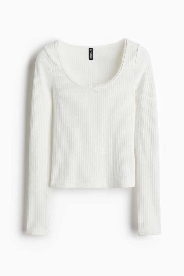 Ribbed jersey top - 4