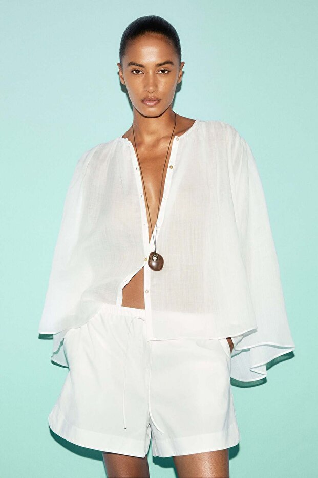 Cotton drawstring shorts - 3