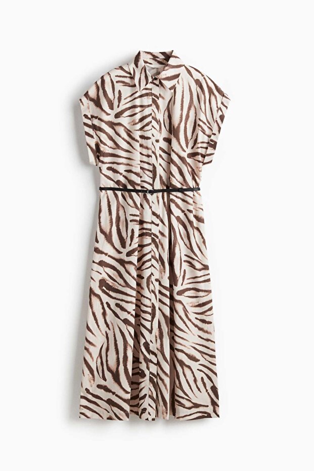 Belted poplin dress