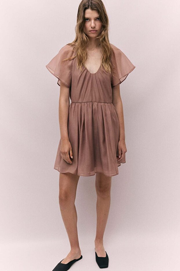 Butterfly-sleeved dress