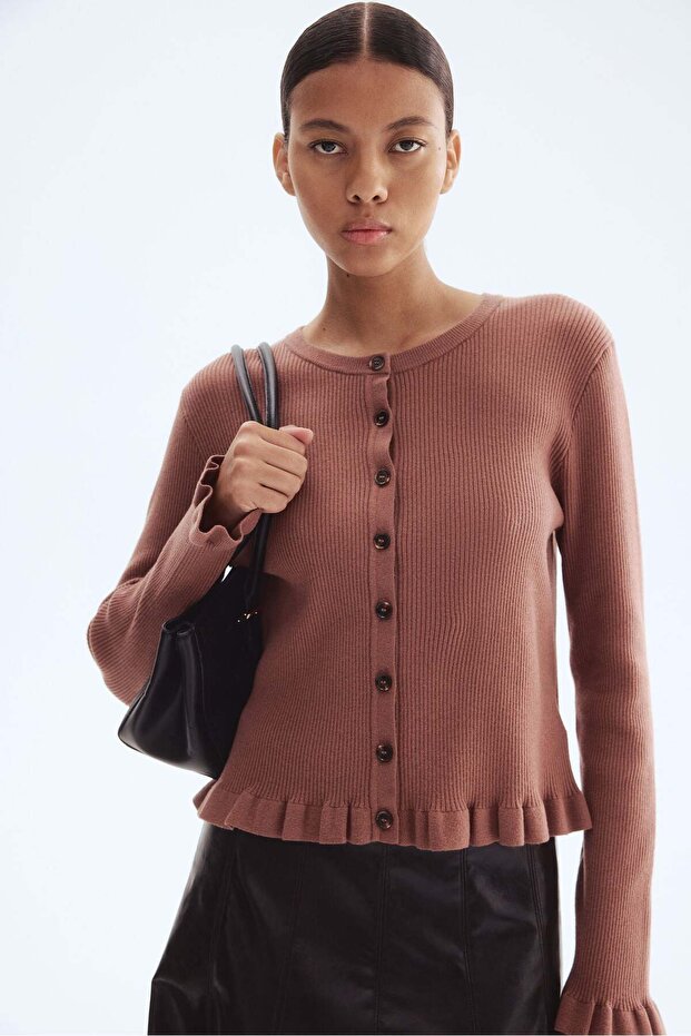 Rib-knit cardigan