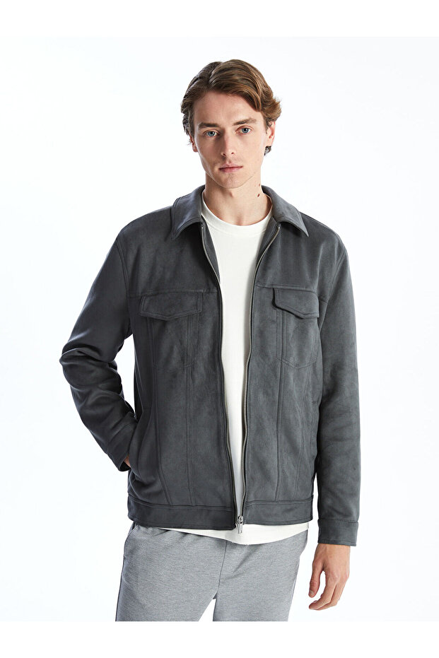 Lcw Vision Slim Fit Shirt Collar Suede Men's Coat