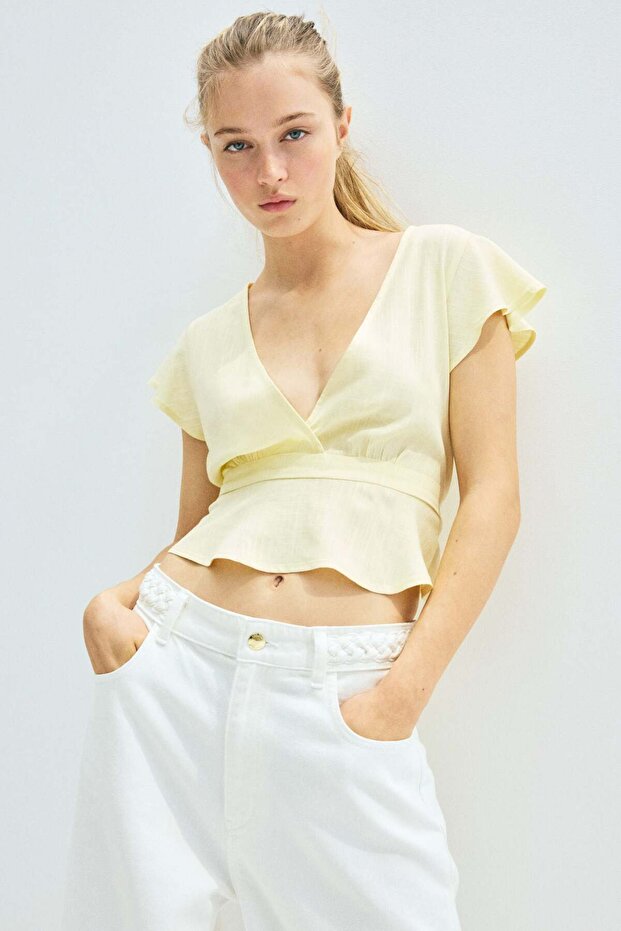 بلوزة من مزيج الكتان - 1