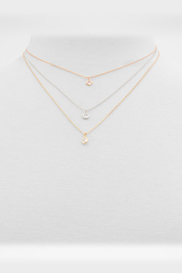 ALODARIEL - Kadın Gümüş-Şeffaf Multi Kolye - 2