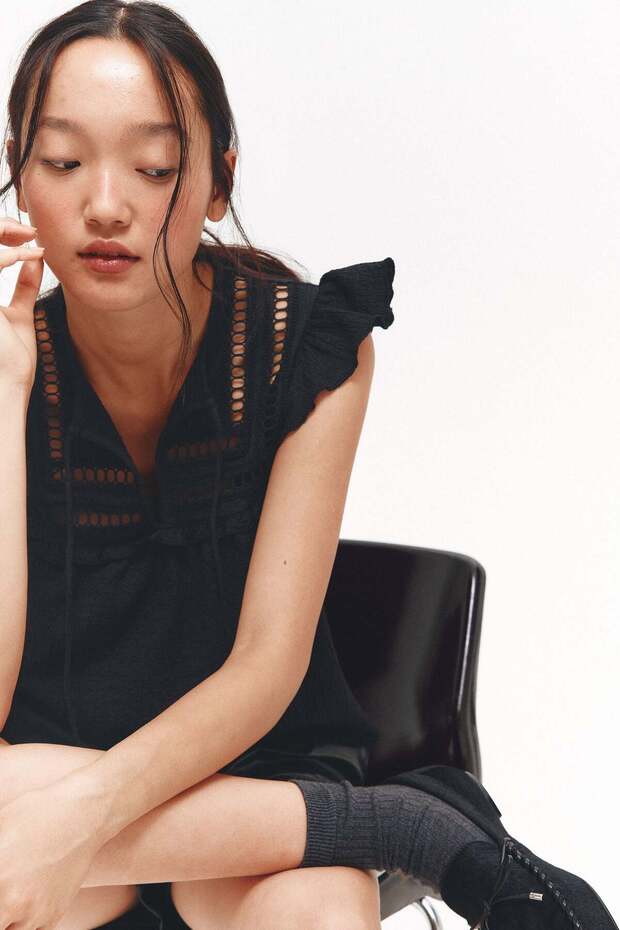 Textured jersey top - 1