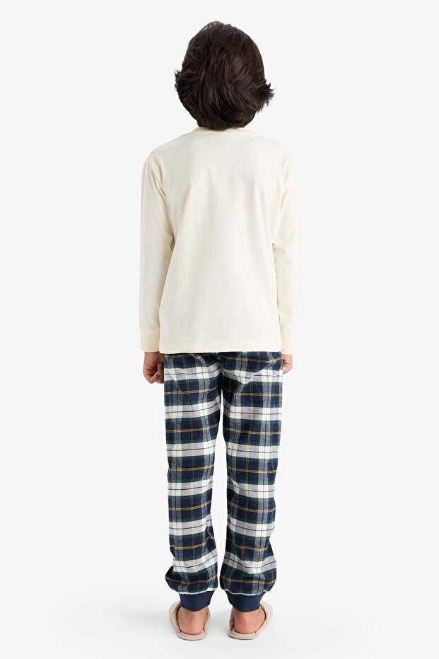 Erkek Çocuk Pijama Takımı Uzun Kollu Üst Kareli Uzun Alt F1008A825WN - 7