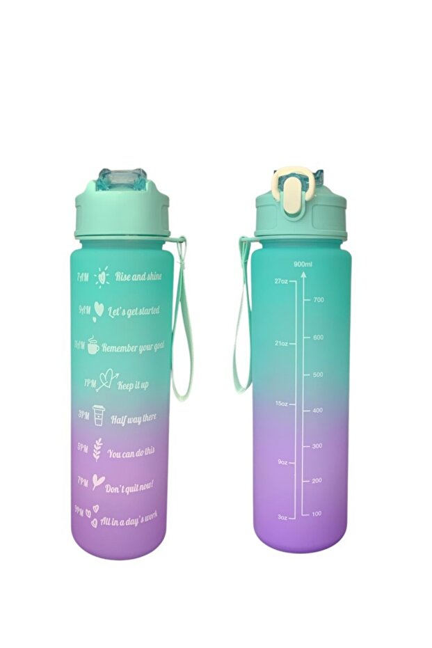 Green, Set of 3 - Flask Set with Stickers and Straws - 2000ml, 900ml, 300ml - 3