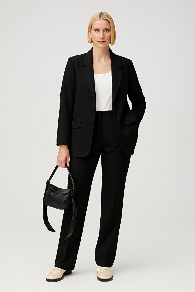 Regular Astarlı Dokuma Blazer CEKET - 1