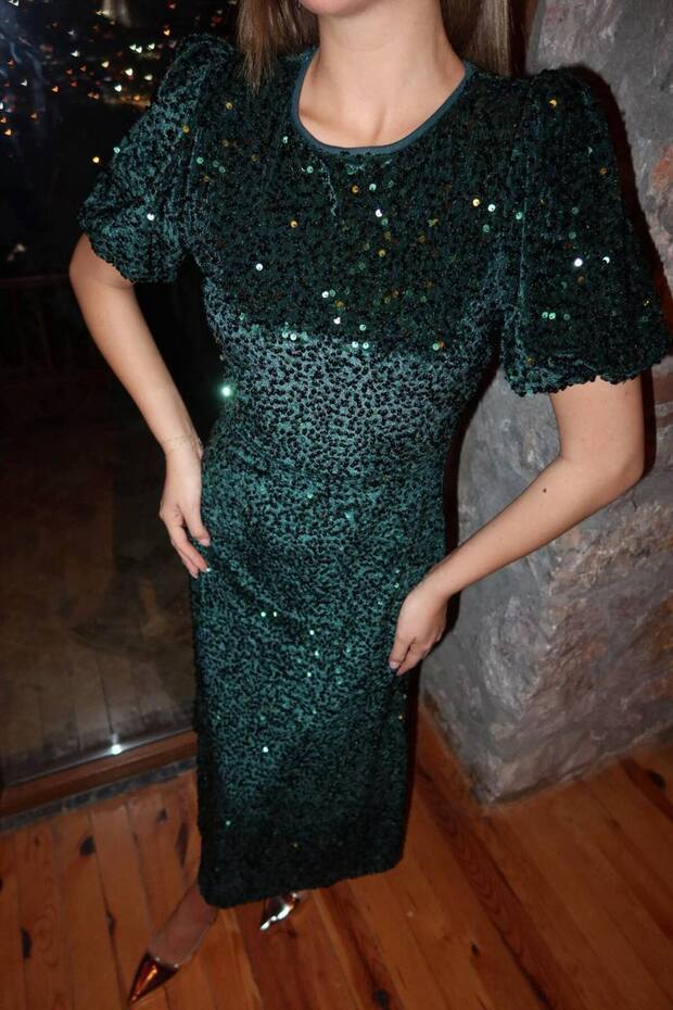 Kadın Midi Boy Pulpayet Elbise - 2