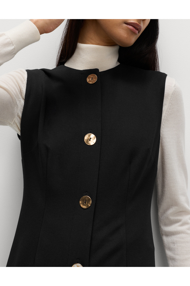 Düğme Detaylı Mini Shift Elbise - 4