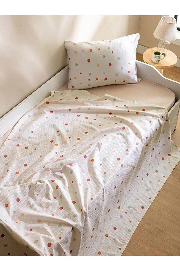 Puantiye Desenli Pamuklu Tek Kişilik Çocuk Pike Takımı (S2) - 2