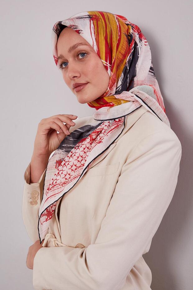 Black Ethnic Pattern Cotton Scarf - 2