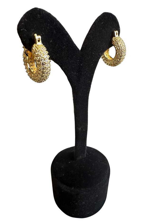 - Irem 3914 Zircon Stone Waterway Model Minimal Steel Hoop Earrings