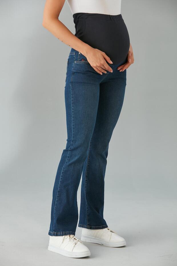615-Hamile Karın Bandlı Lycra İspanyol Paça Kot Pantolon - 4