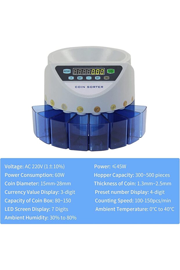 Electronic Coin Sorter Counter Counting Sorting Machine Countable Coins with Multi-Functional - 4