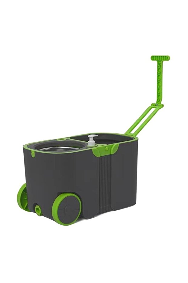 Rotating mop set with 360° bucket, adjustable handle, stainless steel spinner, wheels, detergent container - 13