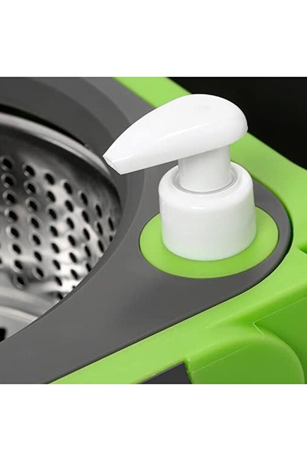 Rotating mop set with 360° bucket, adjustable handle, stainless steel spinner, wheels, detergent container - 8