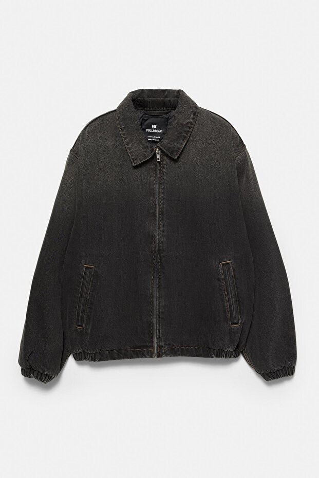 Fermuarlı denim ceket - 7