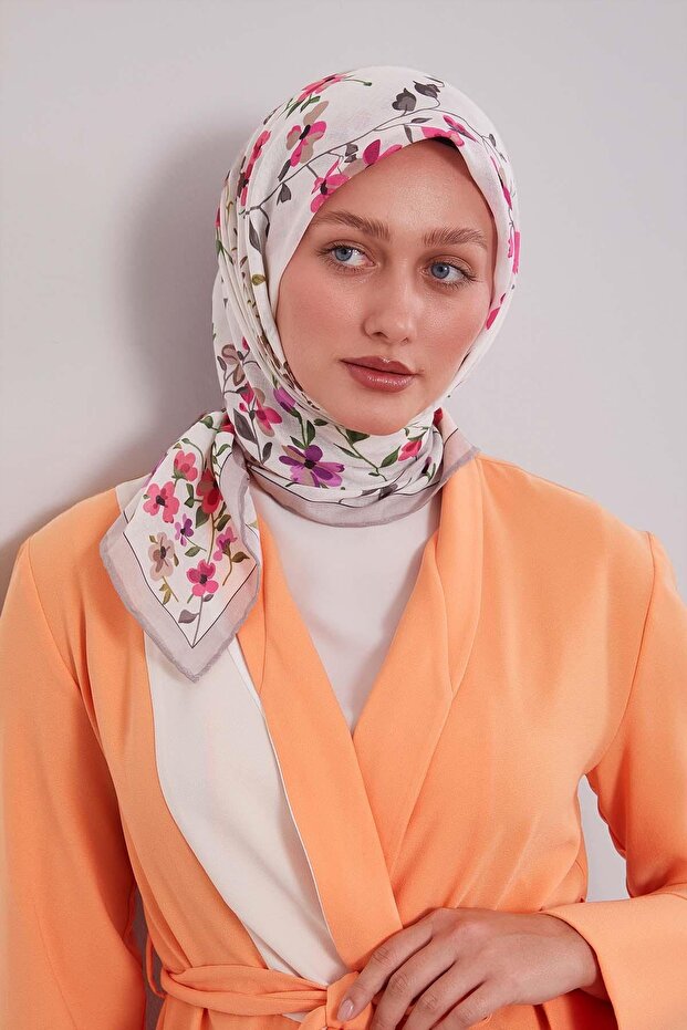 وشاح ناعم بنمط فرع زهرة المنك - 3