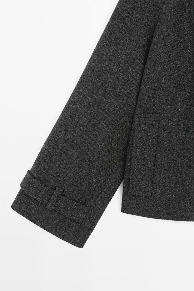 Reglan kollu yün karışımlı kısa kaban - 7