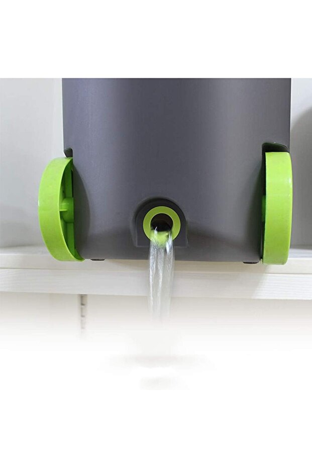 Rotating mop set with 360° bucket, adjustable handle, stainless steel spinner, wheels, detergent container - 5