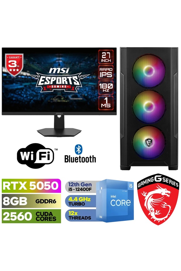 MSİ-ŞAFAK GAMİNG DDR5-27"180HZ 0.5MS-RTX 5050 8GB -İ5 12400F-32GB DDR5 RAM-1 TB M.2 SSD-WİNDOWS11 - 1