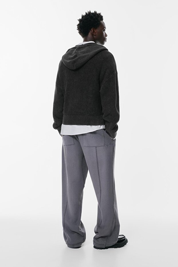 Kapüşonlu fermuarlı örgü hırka - 5