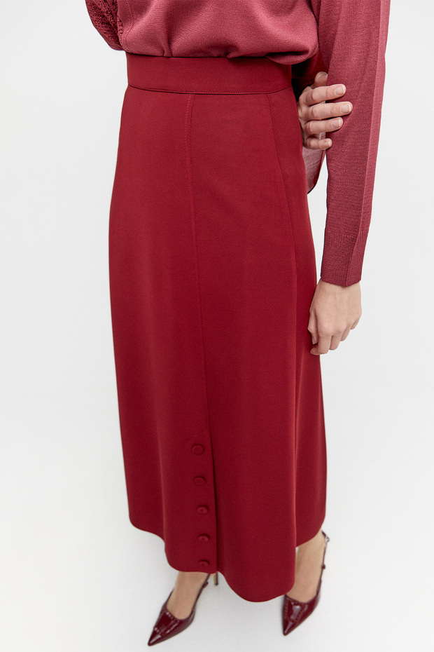 Süs Düğmeli Evaze Etek - 5