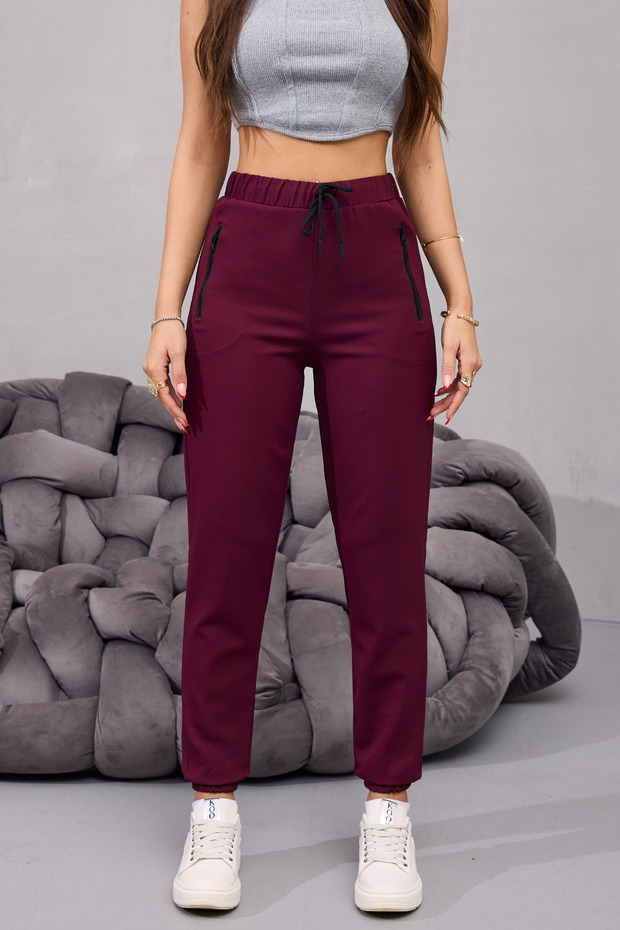 Women's High Waist Stretch Fabric Relaxed Fabric Jogger Pants Elastic Waist Trousers