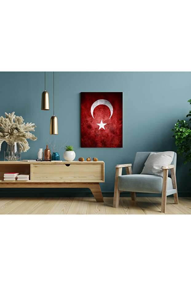 Türk Bayrağı Dikey - Ahşap Mdf Tablo - 3