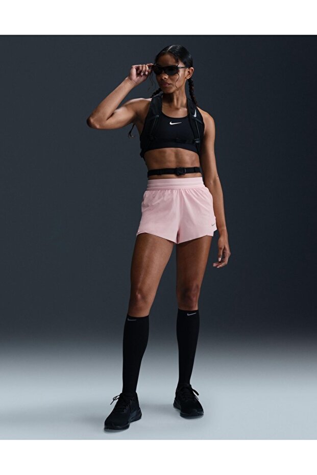 Swift Dri-Fit High Waist 2-in-1 Running Pembe Kadın Taytlı Şort - 6