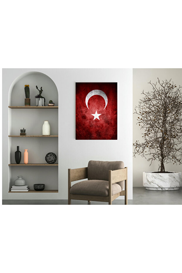 Türk Bayrağı Dikey - Ahşap Mdf Tablo - 4