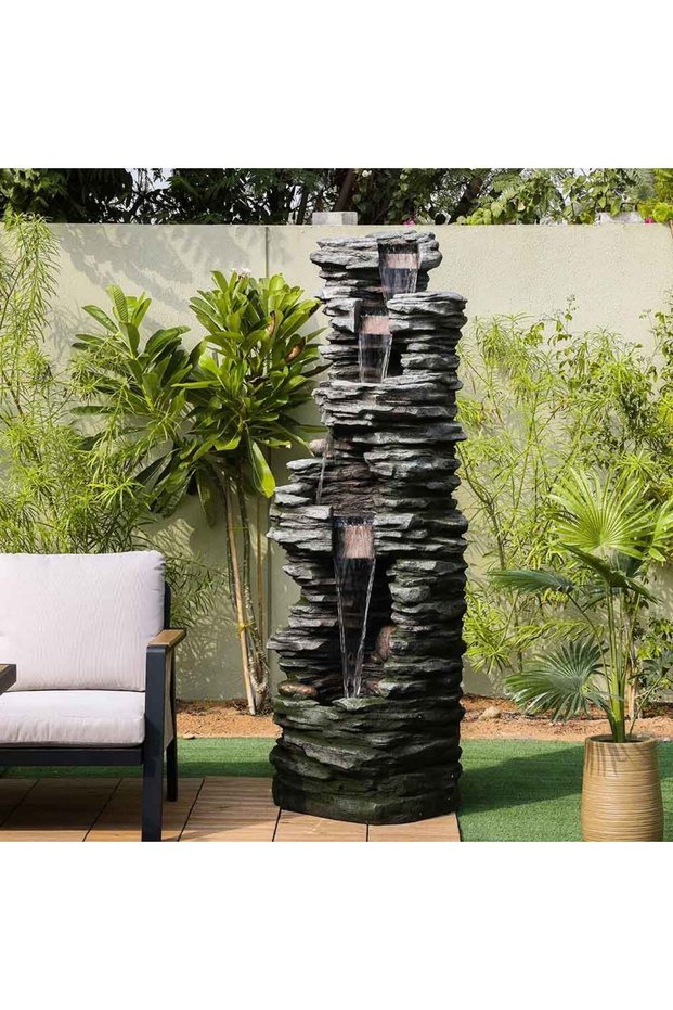 Rhine Outdoor Fountain - Elegant 67x51x198 cm Garden Water Feature with 1 Year Warranty